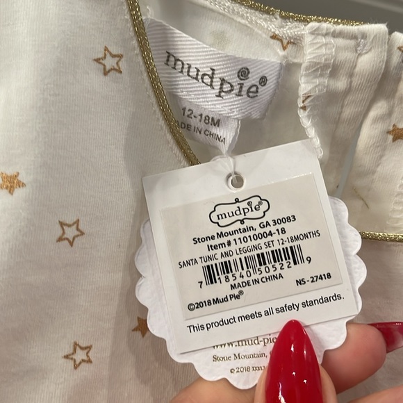 Mudpie Christmas Fa La La Santa Tunic and Sparkle Legging Set 12-18M NWT - Picture 5 of 6